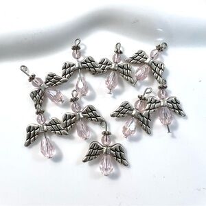 9pc Angel Dangle Pendants – Pink Bead Charms